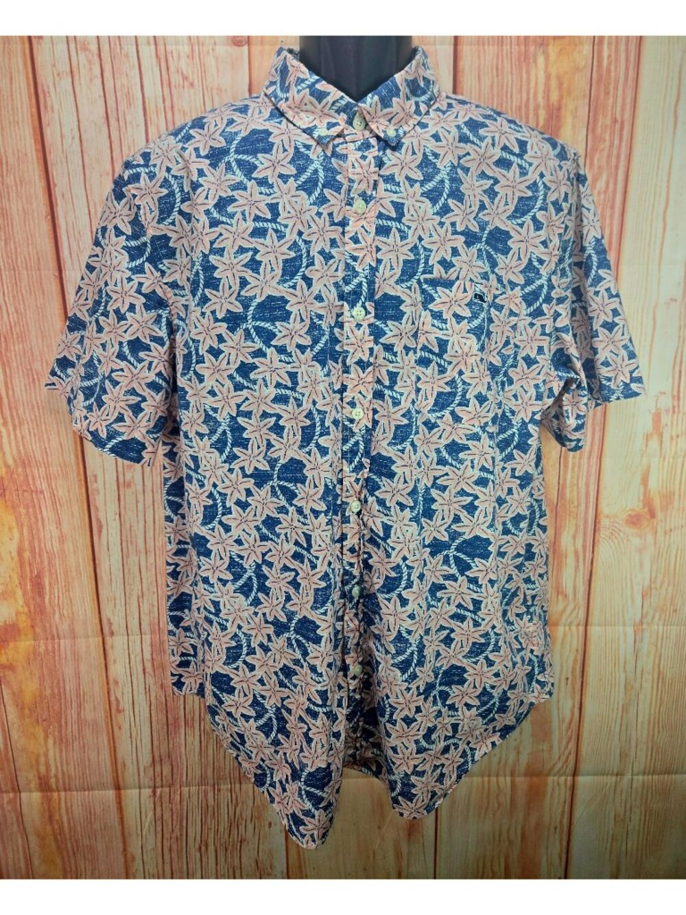 Vineyard Vines Mens Slim Fit Tucker Shirt XL Floral Print Cotton Short Sleeve